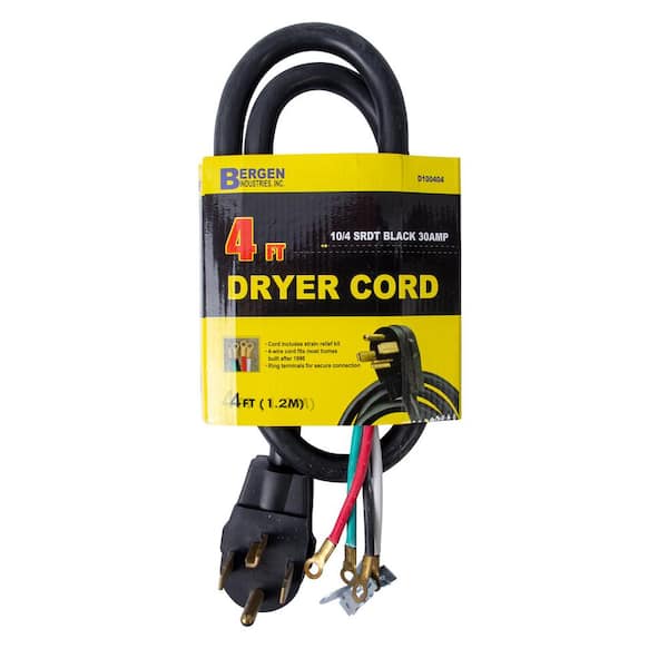 Bergen Industries 4 ft. 4-Wire Clothes Dryer Replacement Cord Black