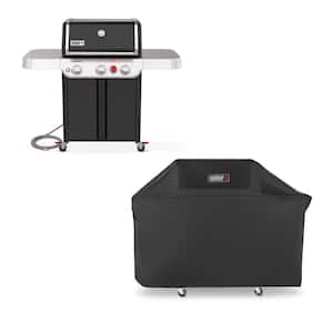 Genesis E-325 3-Burner Natural Gas Grill in Black with Grill Cover