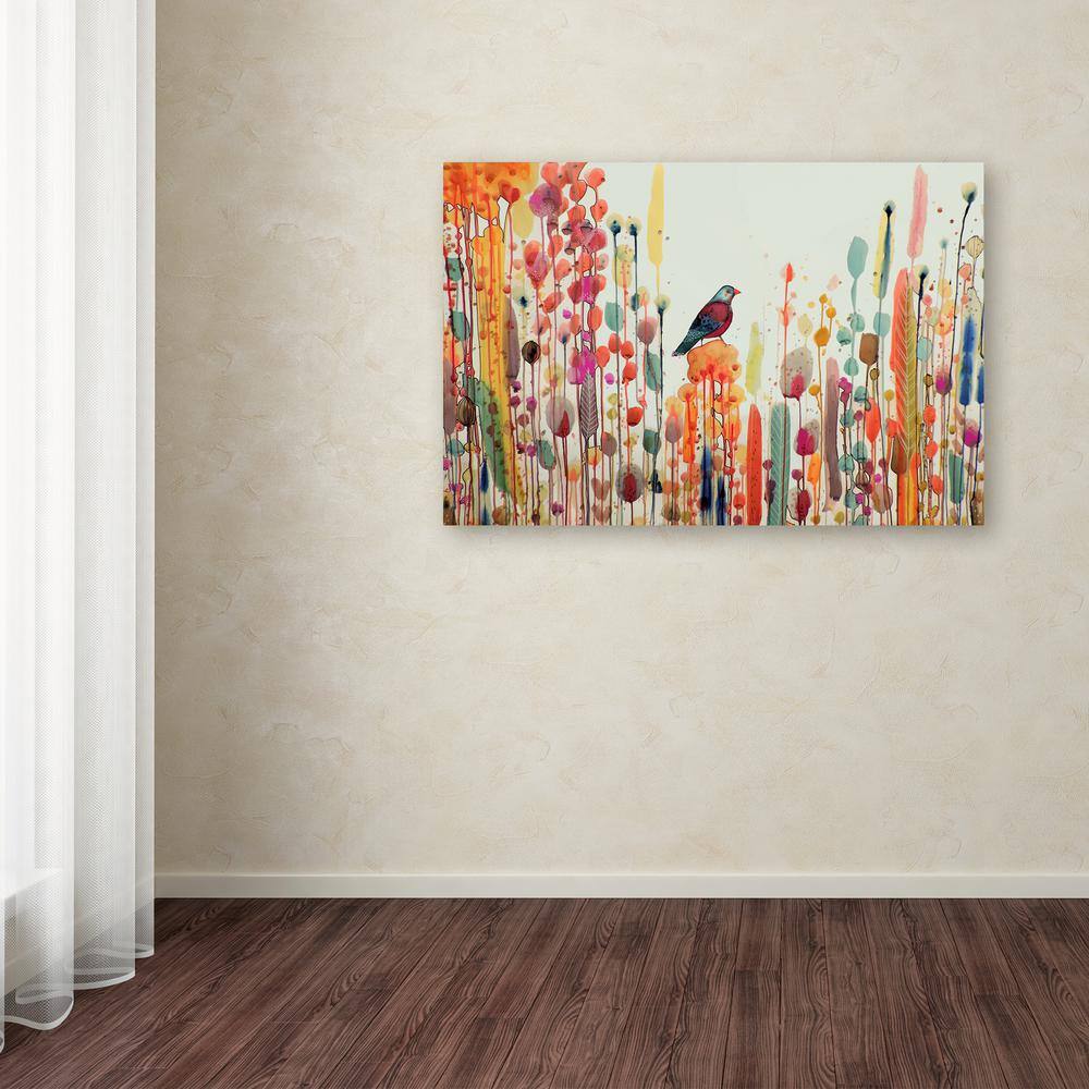 Large Multicolor Abstract Canvas Print with Bird Design