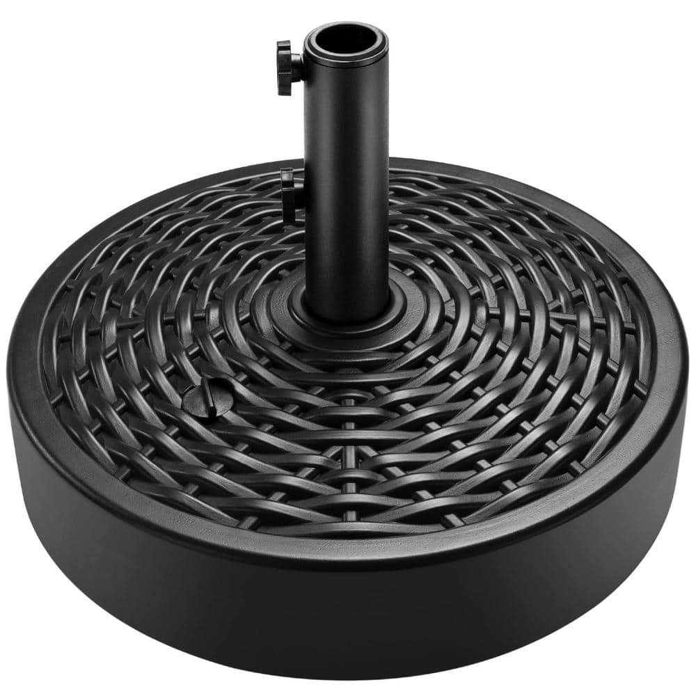 4.6 lb. Round Faux Wicker Plastic Patio Umbrella Base in Black