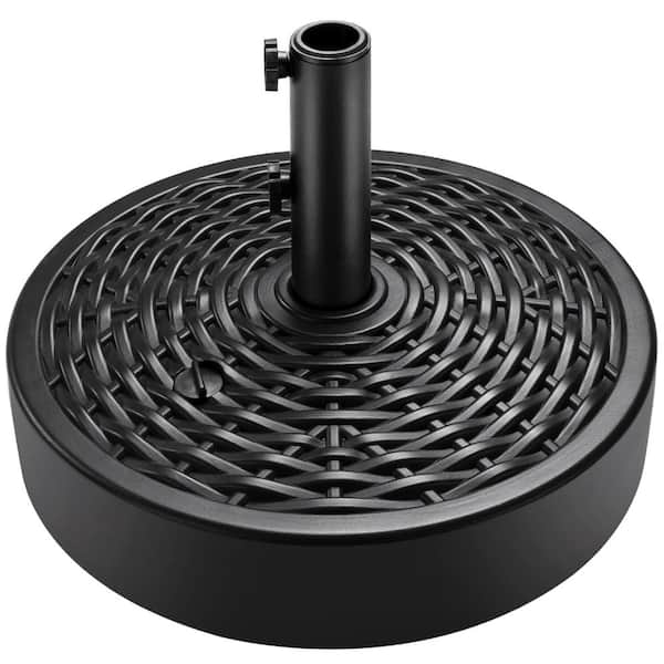 Unbranded 4.6 lb. Round Faux Wicker Plastic Patio Umbrella Base in Black