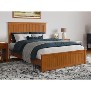 Naples Light Toffee Natural Bronze Solid Wood Frame Queen Low Profile Platform Bed Matching Footboard