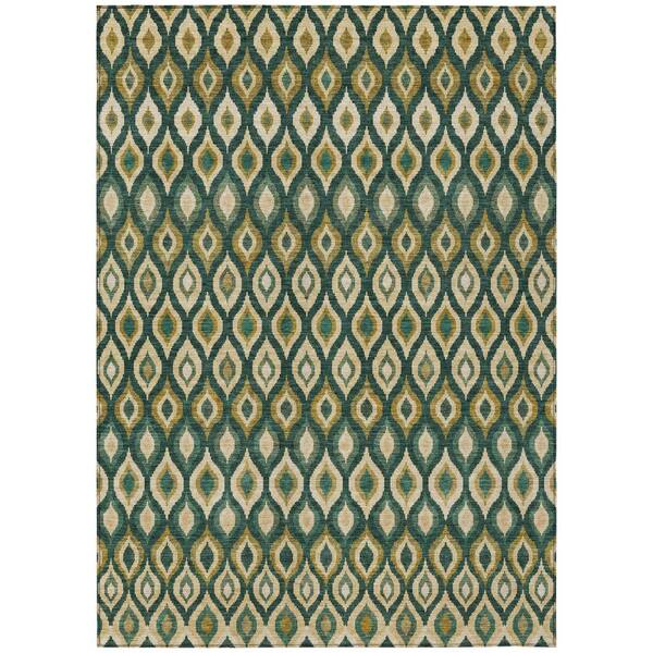 Chantille Machine Washable Indoor/Outdoor Abstract ACN3122 Emerald 5 ft. x 7 ft. 6 in. Area Rug