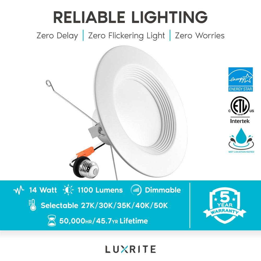 Modern 5/6 Inch Color Selectable LED Recessed Downlight Kit, 12-Pack