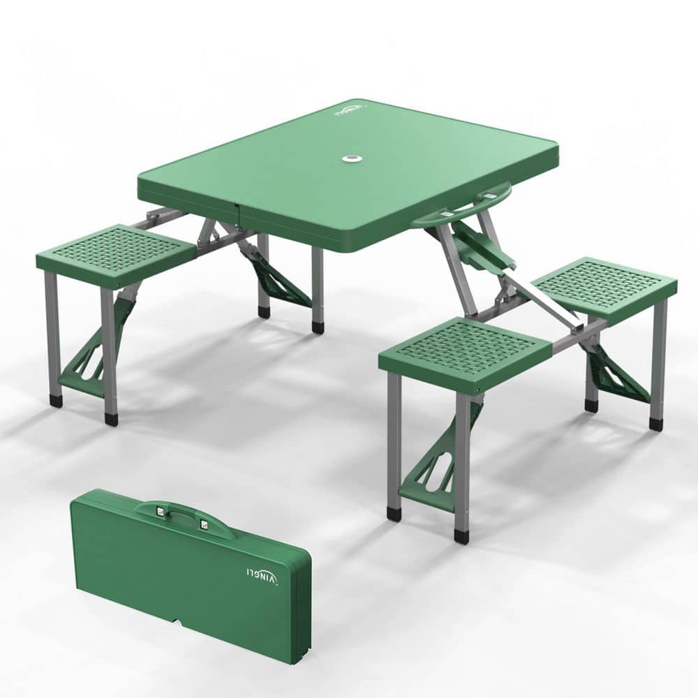 Karl home 53.3 in. Green Rectangle Aluminum Picnic Tables