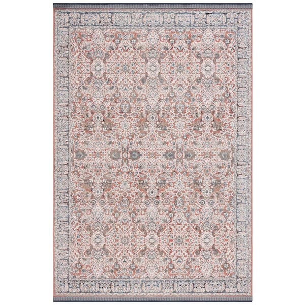 Vivaldi 4 ft. x 6 ft. Navy/Rust Distressed Border Area Rug