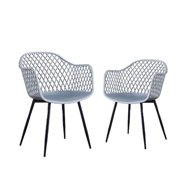 Tidoin BX-Box Modern Gray Metal High Back Dining Chair (Set of 2)