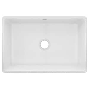 Explore Farmhouse Apron Front Fireclay 30 in. Single Bowl Kitchen Sink in Gloss White