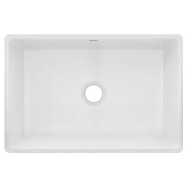 Elkay Explore Farmhouse Apron Front Fireclay 30 in. Single Bowl Kitchen Sink in Gloss White
