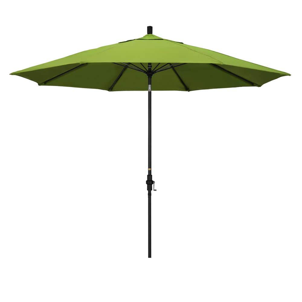 11 ft. Matted Black Aluminum Market Patio Umbrella Fiberglass Ribs Collar Tilt Crank Lift in Macaw Sunbrella price history on PriceWatchPro