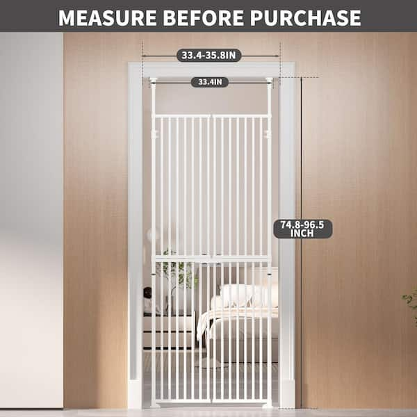 BOZTIY 75 in. Extra Tall Dog Pet Gate Adjustable 33 36 in. Wide Walk Through Swing Safety Gate for Pets Double Door for Pet