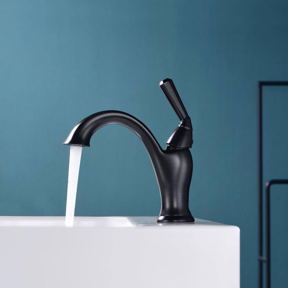 Oil Rubbed Bronze Single-Hole Bathroom Faucet with Drain Assembly