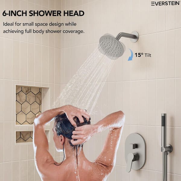 EVERSTEIN Single-Handle Rain 2-Spray Square Wall Mount 10 in. Dual