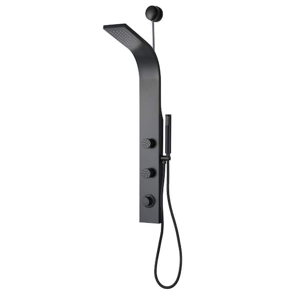 39 in. 2-Jet Easy Connect Shower Panel System in Stainless Steel with Rainfall Waterfall Shower Head and Handheld Shower 39 in. 2-Jet Easy Connect Shower Panel System in Stainless Steel with Rainfall Waterfall Shower Head and Handheld Shower