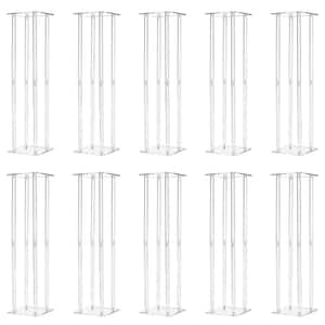 31.5 in. x 7.9 in. Indoor/Outdoor Acrylic Clear Column Flower Plant Stand Wedding Centerpieces (10-Pieces)