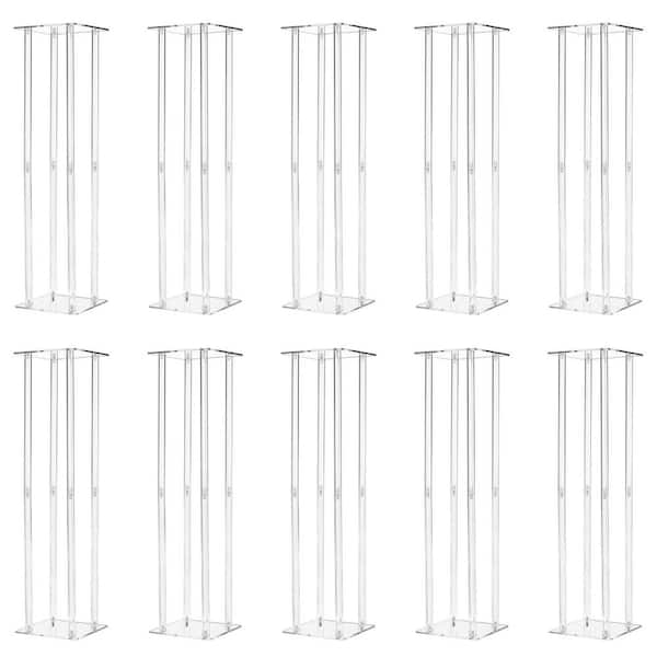 YIYIBYUS 31.5 in. x 7.9 in. Indoor/Outdoor Acrylic Clear Column Flower Plant Stand Wedding Centerpieces (10-Pieces)