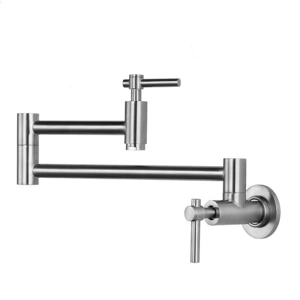 ALEASHA Wall Mounted Pot Filler Faucet in Brushed Nickel