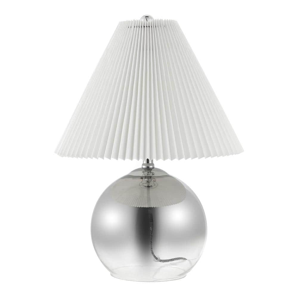 Louisa 22.5" Smoke Gradient Glass and Chrome Table Lamp with Pleated Shade
