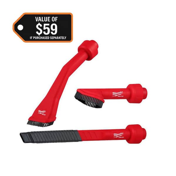 AIR-TIP Claw Utility Nozzle, Rotating Corner Brush, Flexible Long Crevice Tool For Wet/Dry Vacuums Automotive Set (3-Pc)