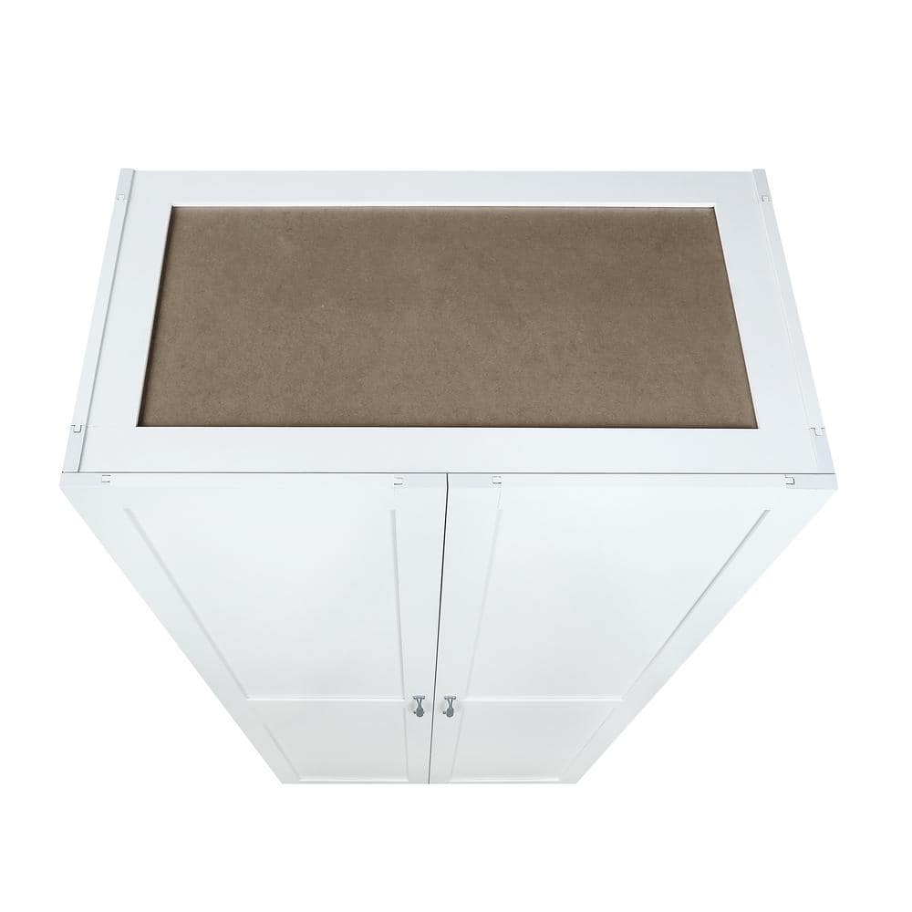 White Matte Freestanding Wardrobe with 7 Shelves