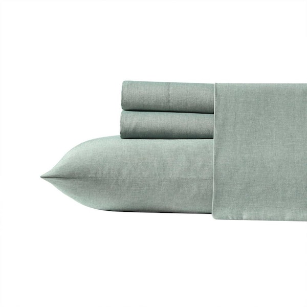 Paradise Twill 4-Piece Solid Green Cotton Blend Queen Sheet Set