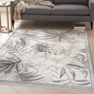 Seaside Ivory/Grey 5 ft. x 7 ft. Bordered Contemporary Area Rug