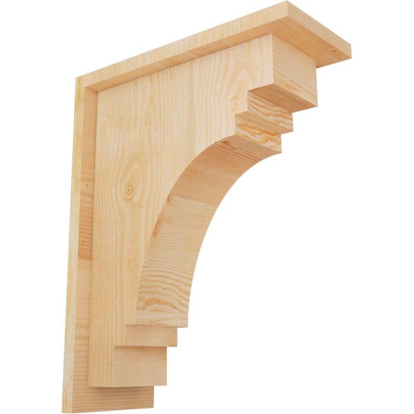 Ekena Millwork 6 in. x 14 in. x 18 in. Douglas Fir Pescadero Rough Sawn Corbel with Backplate