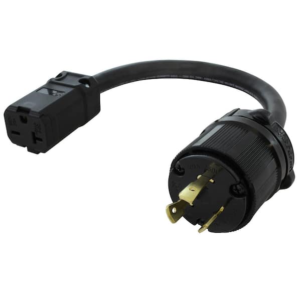1 ft. SOOW 12/3 3-Prong L6-20 Male Plug to 6-15/20R 15 Amp /20 Amp 250-Volt Connector