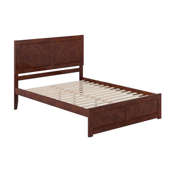 Canyon Walnut Brown Solid Wood Queen Platform Bed Frame with Matching Footboard