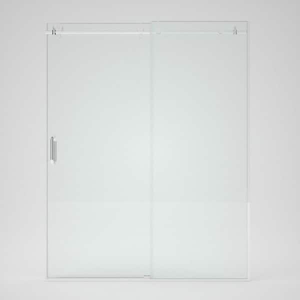 Unbranded 60 in. W x 76 in. H Sliding Frameless Shower Door in Chrome Finish with Clear Glass