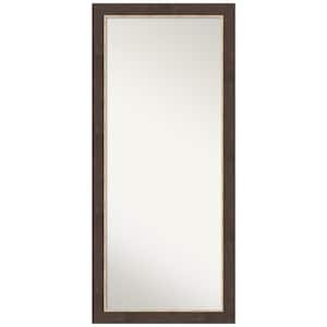 Non-Beveled Lined Bronze 29.12 in. W x 65.12 in. H Decorative Floor Leaner Mirror