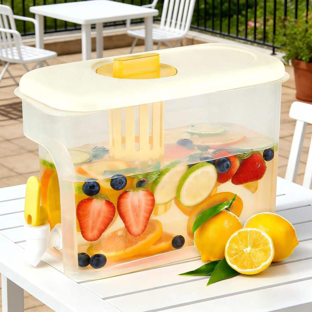 Wudkey 1 Gal. Yellow Plastic Pitcher with Stand Included