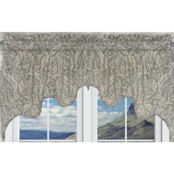Ellis Curtain Artissimo 30 in. L Cotton Lined Duchess Valance in Pewter