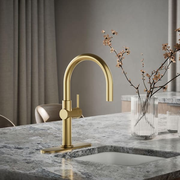 Crue Single-Handle Bar Faucet in Vibrant Brushed Moderne Brass