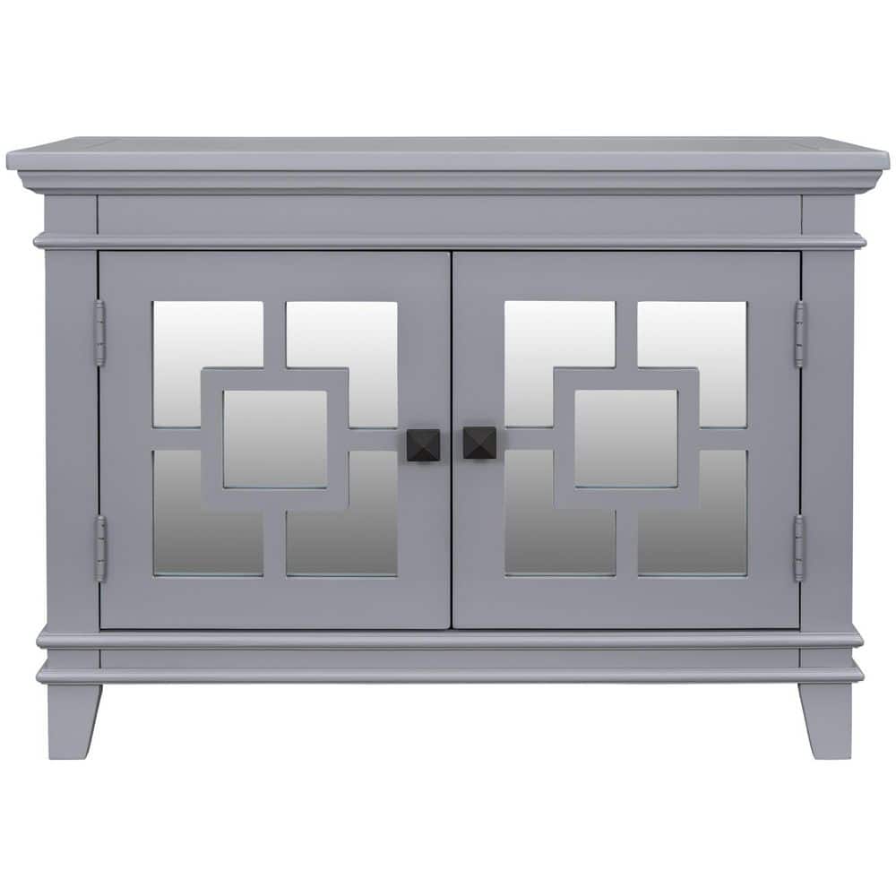 VERYKE Gray Wood Accent Storage with Decorative Mirror Door DB