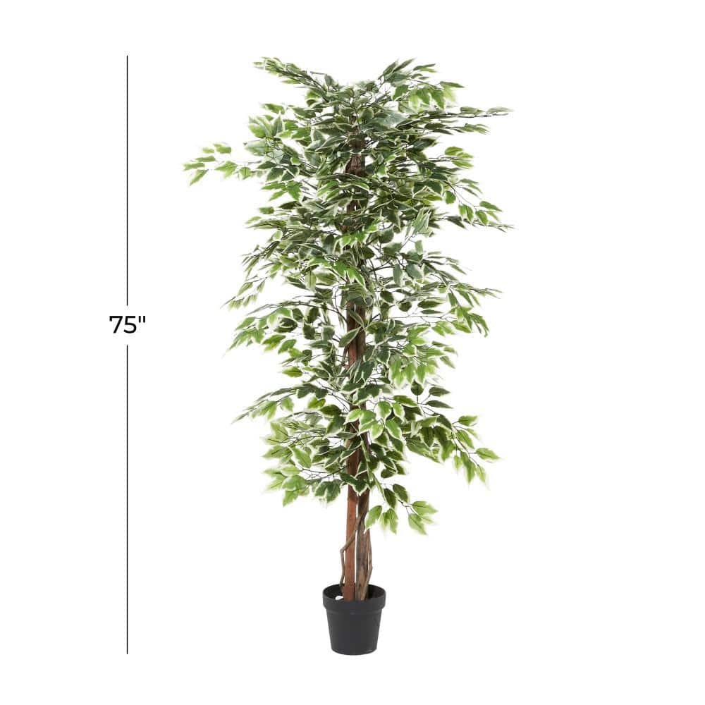 Empire Green 73" Artificial Ficus Floor Plant in Black Plastic Pot