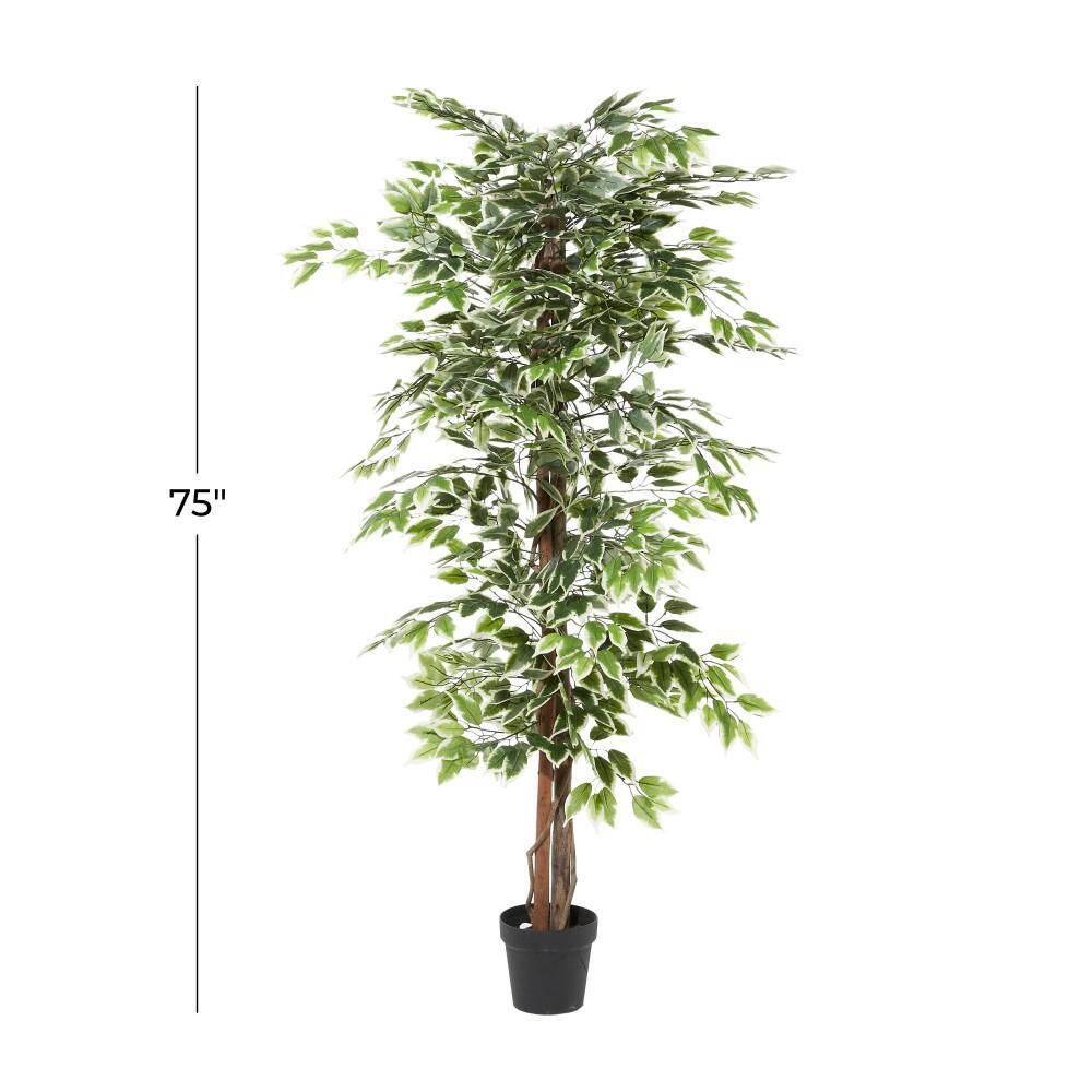 Empire Green 73" Artificial Ficus Floor Plant in Black Plastic Pot