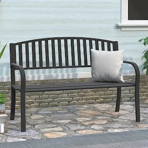 Steel Slat Outdoor Garden Bench Patio Loveseat Park Bench