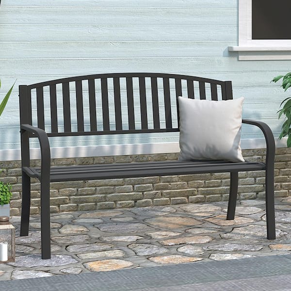 Steel Slat Outdoor Garden Bench Patio Loveseat Park Bench