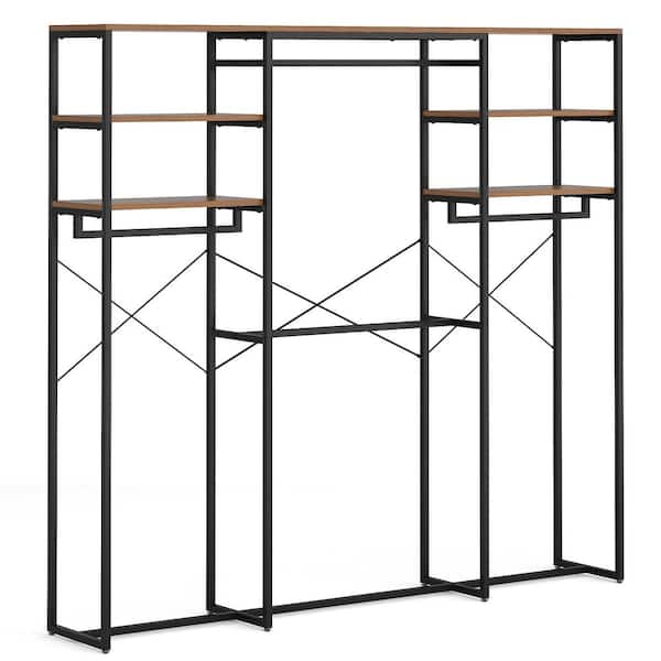 TRIBESIGNS WAY TO ORIGIN Darnel Black Armoire with Shelves and Hanging Rods 82.7 in. x 71 in. x 15.8 in.