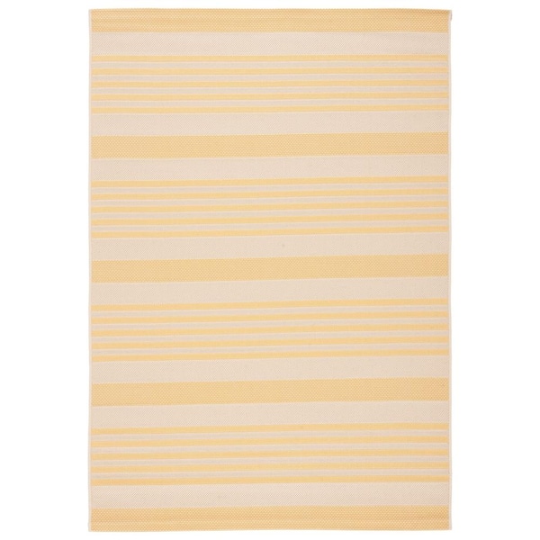 Courtyard Gold/Beige 8 ft. x 10 ft. Striped Indoor/Outdoor Patio  Area Rug