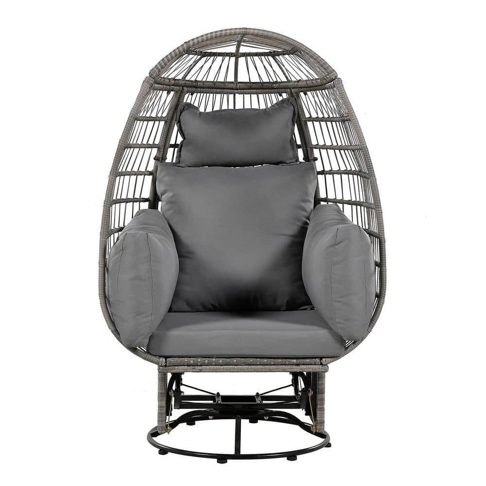 Outdoor Swivel Chair Rattan Egg Patio Chair with Rocking Function (Grey Wicker plus Grey Cushion) price history on PriceWatchPro