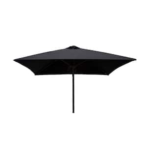 Classic Wood 6.5 ft. Square Patio Umbrella in Black Polyester