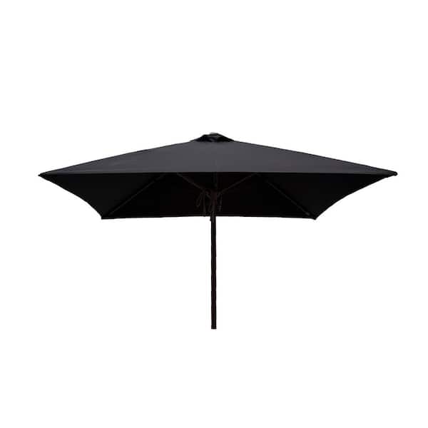 DestinationGear Classic Wood 6.5 ft. Square Patio Umbrella in Black Polyester
