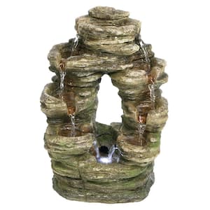 Horseshoe Bend Stone Bonded Resin Illuminated Garden Fountain