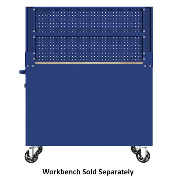 Husky 46 in. Gloss Blue Pegboard Attachment and 46 in. W 9-Drawer