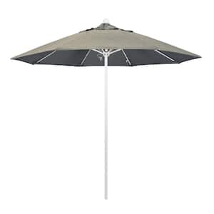 9 ft. White Aluminum Commercial Market Patio Umbrella with Fiberglass Ribs and Push Lift in Spectrum Dove Sunbrella
