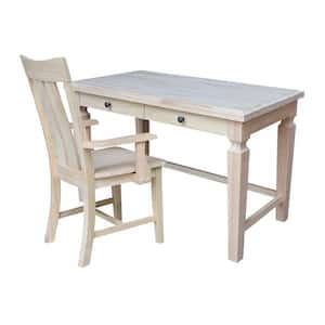 48 in. Unfinished Solid Wood Rectangular Writing Desk and Ainsley Chair Set