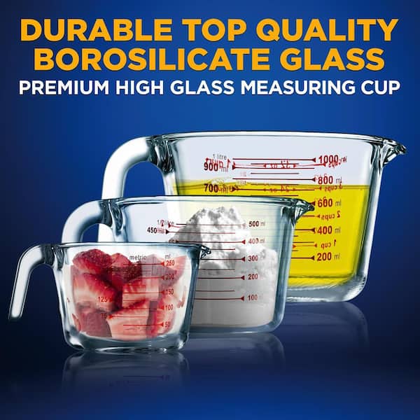 Pyrex 3 Piece Glass Measuring Cup Set & Etekcity Food Kitchen Scale,  Digital Grams and Ounces for Weight Loss, Baking, Cooking, Keto and Meal  Prep