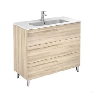 Vitale 40 in. W x 18 in. D 3-Drawers Vanity in Beige Nature with White Basin